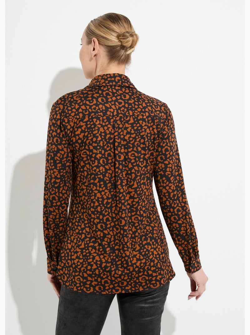 Blusa de punto cálida con estampado de piel animal - Afibel Negro Marrón - Kiabi