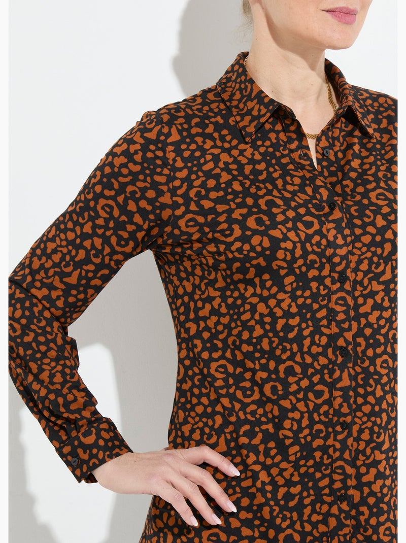 Blusa de punto cálida con estampado de piel animal - Afibel Negro Marrón - Kiabi