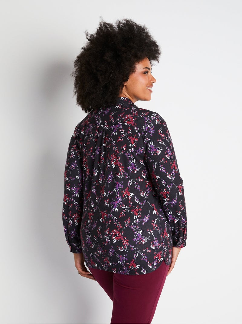 Blusa de punto cálida con flores - Afibel Negro - Kiabi