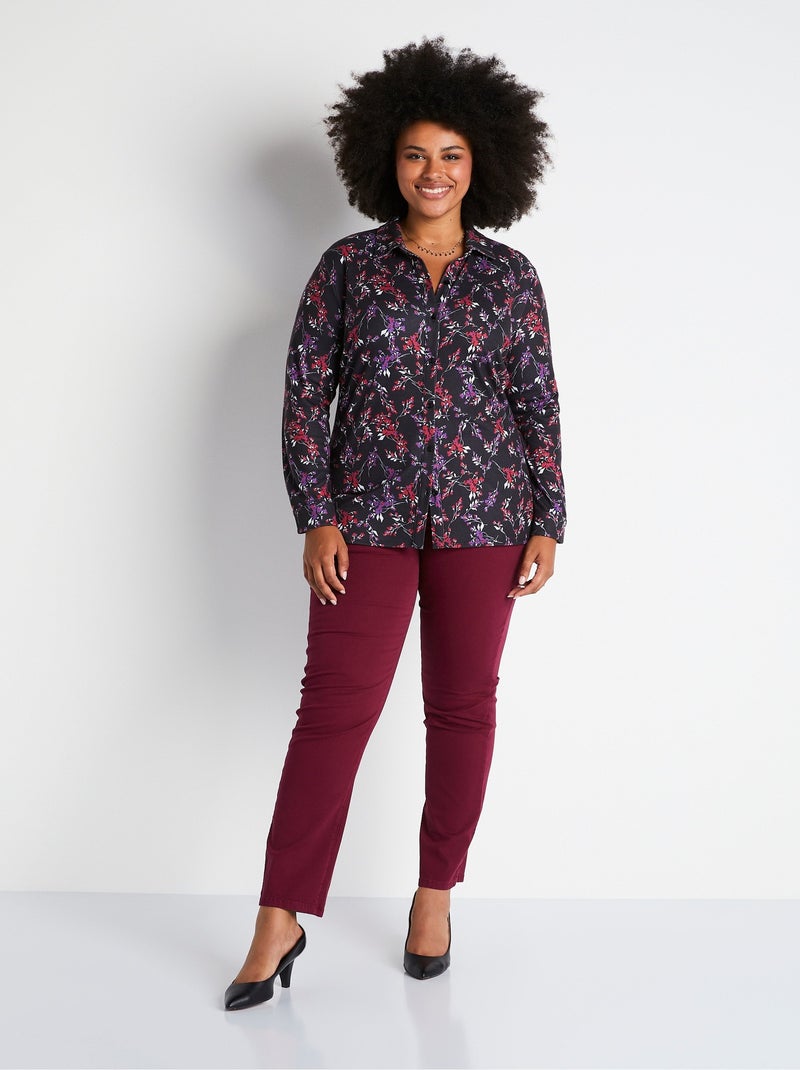 Blusa de punto cálida con flores - Afibel Negro - Kiabi