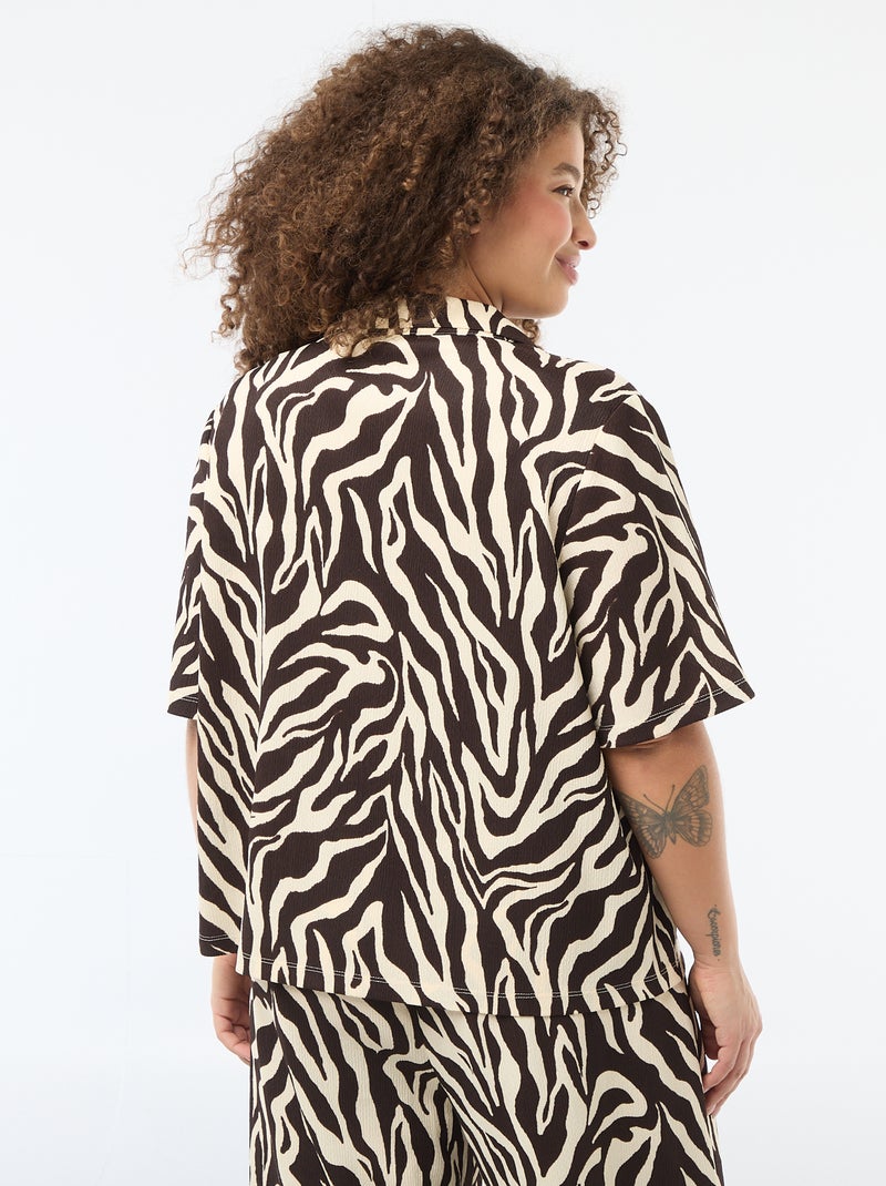 Blusa de punto crepé Marron - Kiabi