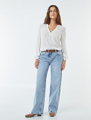 Blusa de punto de crepé con borde calado