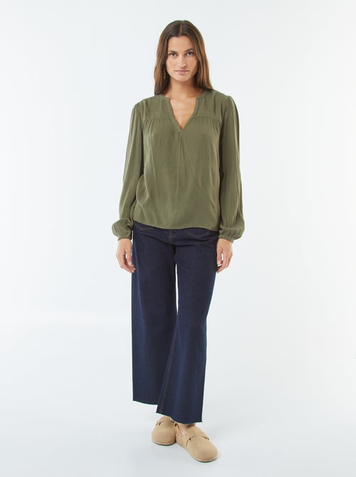 Blusa de punto de crepé con borde calado - Kiabi