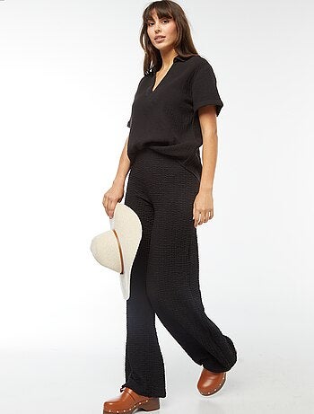 Blusa de punto de crepé con cuello de polo