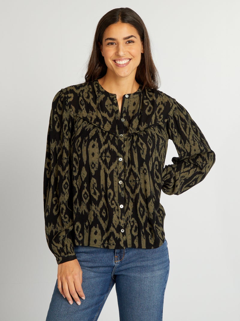 Blusa de punto de crepé NEGRO - Kiabi