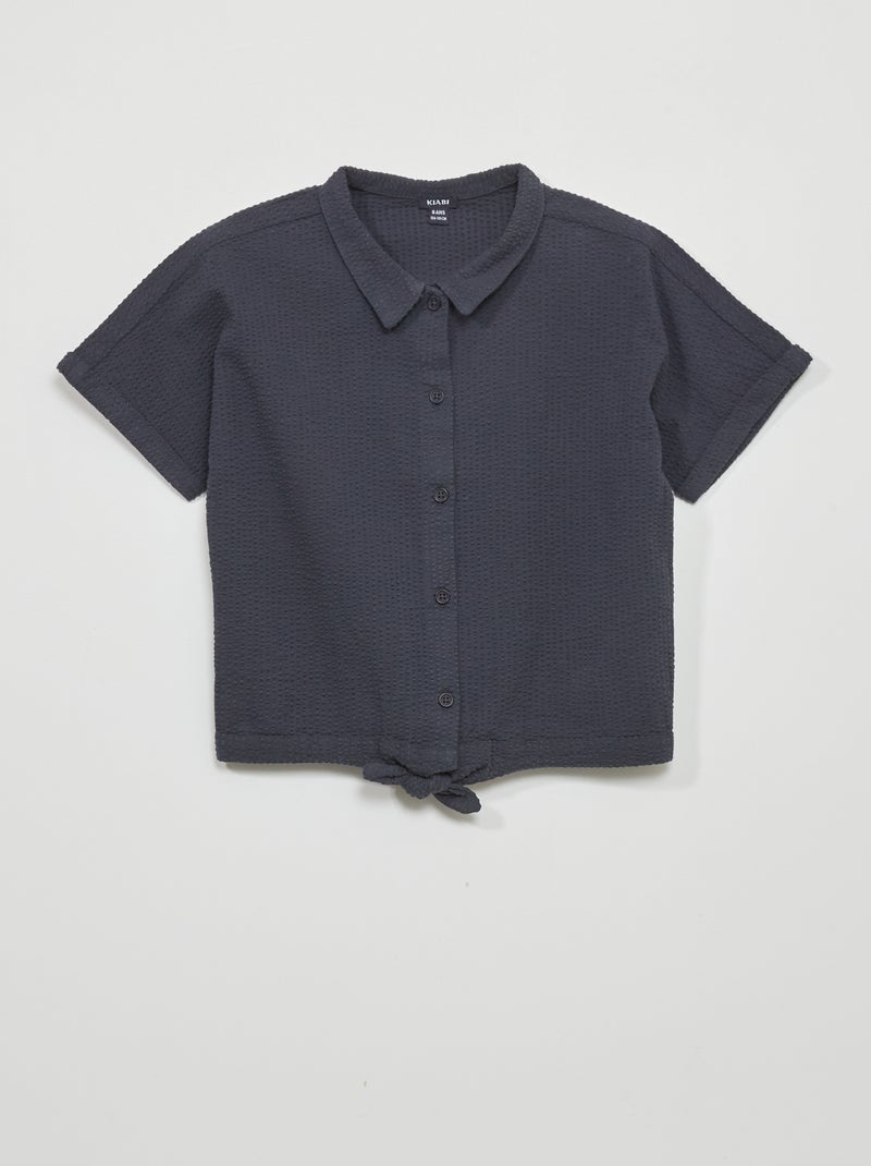 Blusa de punto gofrado AZUL - Kiabi