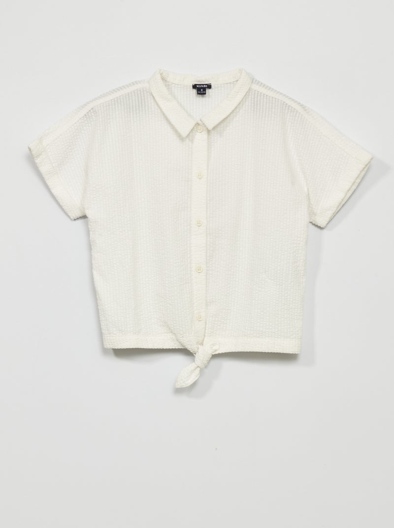 Blusa de punto gofrado Blanco - Kiabi