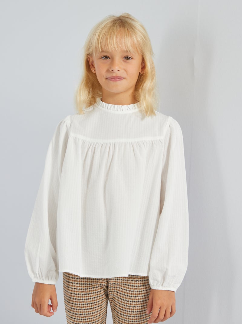 Blusa de punto gofrado Blanco - Kiabi