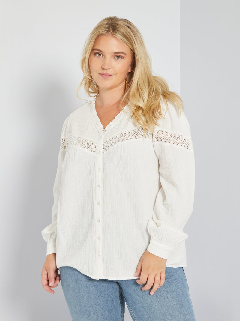 Blusa de punto gofrado Blanco - Kiabi