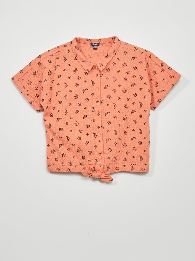 Blusa de punto gofrado NARANJA - Kiabi