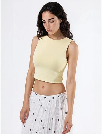 Blusa de punto sin mangas con cuello barco busem