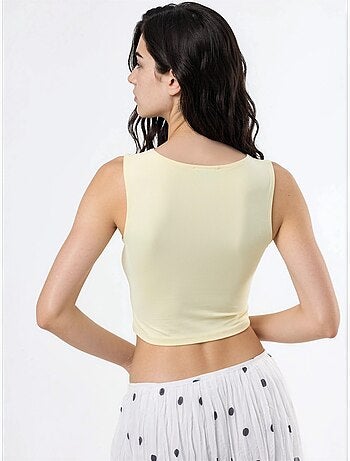 Blusa de punto sin mangas con cuello barco busem