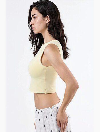 Blusa de punto sin mangas con cuello barco busem