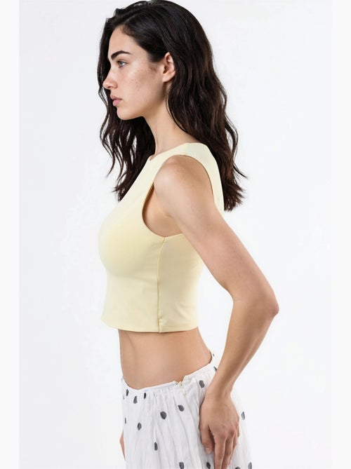 Blusa de punto sin mangas con cuello barco busem - Kiabi Blusa de punto sin mangas con cuello barco busem - Kiabi