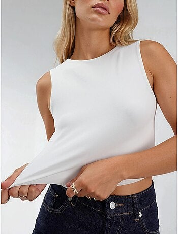 Blusa de punto sin mangas con cuello barco busem