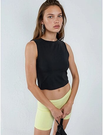 Blusa de punto sin mangas con cuello barco busem