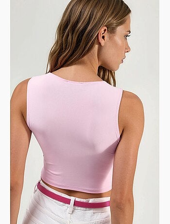 Blusa de punto sin mangas con cuello barco busem