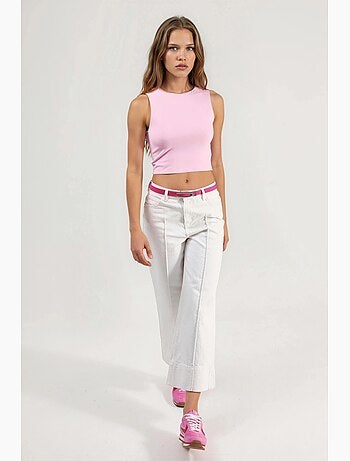 Blusa de punto sin mangas con cuello barco busem