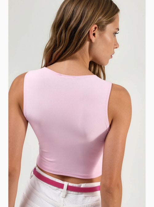 Blusa de punto sin mangas con cuello barco busem - Kiabi Blusa de punto sin mangas con cuello barco busem - Kiabi