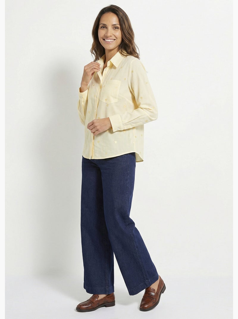 Blusa de rayas con bordado de corazón - AFIBEL Amarillo - Kiabi