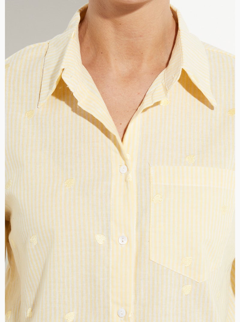 Blusa de rayas con bordado de corazón - AFIBEL Amarillo - Kiabi