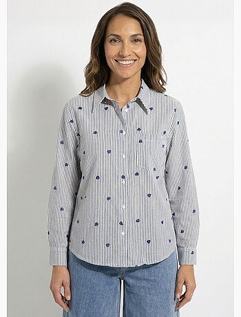 Blusa de rayas con bordado de corazón - AFIBEL