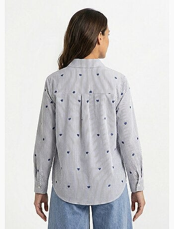 Blusa de rayas con bordado de corazón - AFIBEL