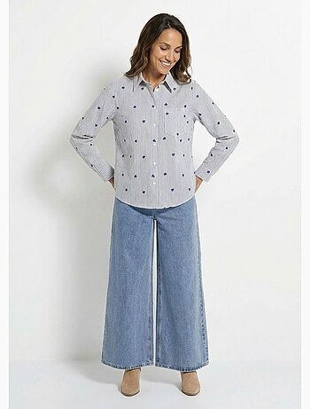 Blusa de rayas con bordado de corazón - AFIBEL