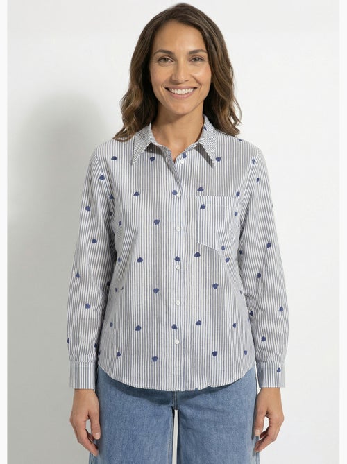 Blusa de rayas con bordado de corazón - AFIBEL - Kiabi