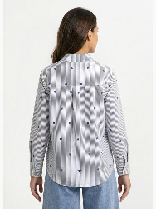 Blusa de rayas con bordado de corazón - AFIBEL - Kiabi