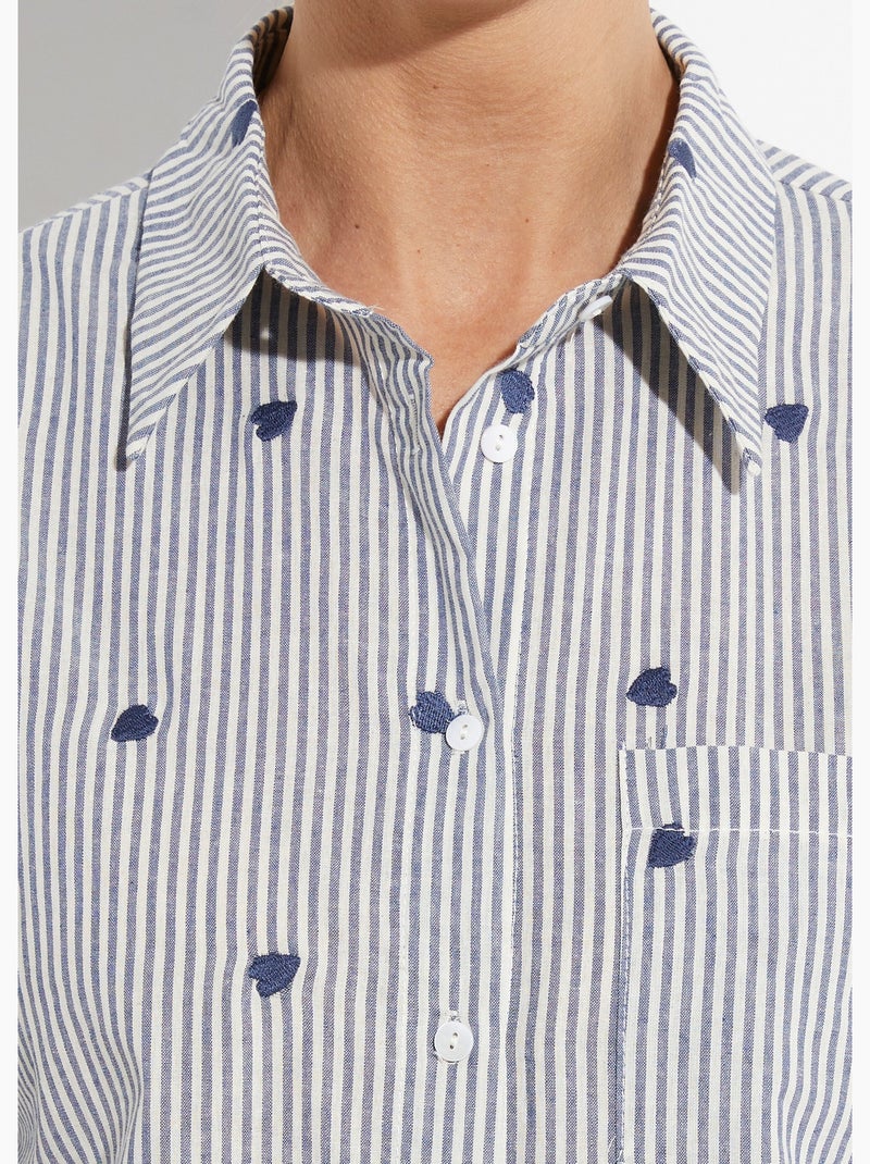 Blusa de rayas con bordado de corazón - AFIBEL Azul - Kiabi