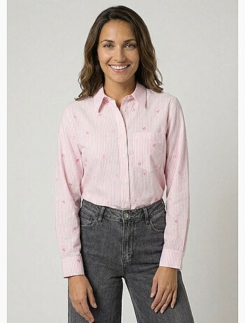 Blusa de rayas con bordado de corazón - AFIBEL