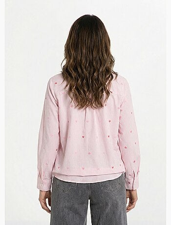 Blusa de rayas con bordado de corazón - AFIBEL