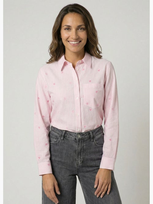 Blusa de rayas con bordado de corazón - AFIBEL - Kiabi