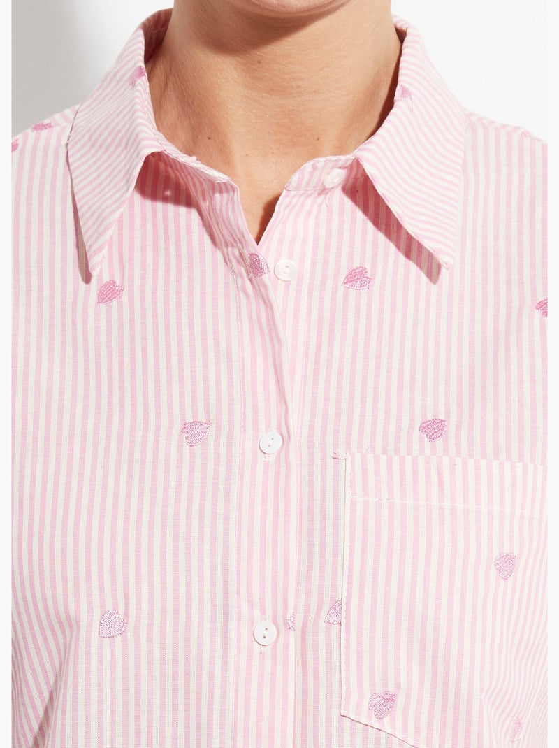 Blusa de rayas con bordado de corazón - AFIBEL Rosa - Kiabi