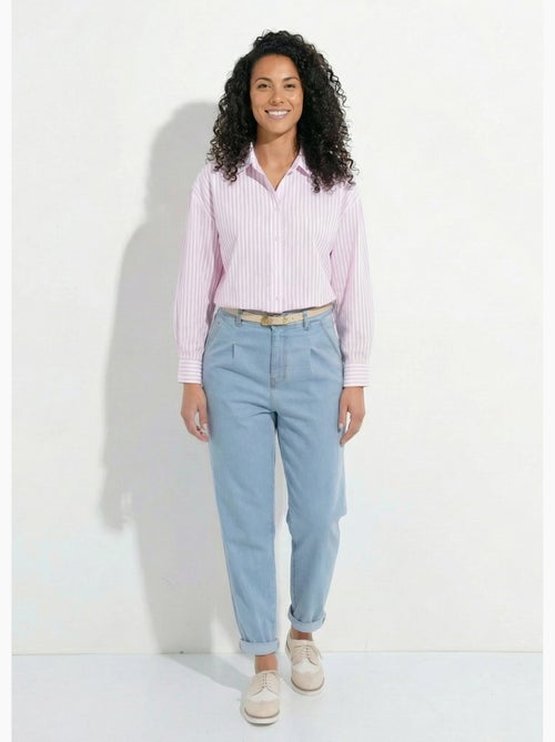 Blusa de rayas con botones delanteros, hilo teñido y mangas largas - Afibel - Kiabi