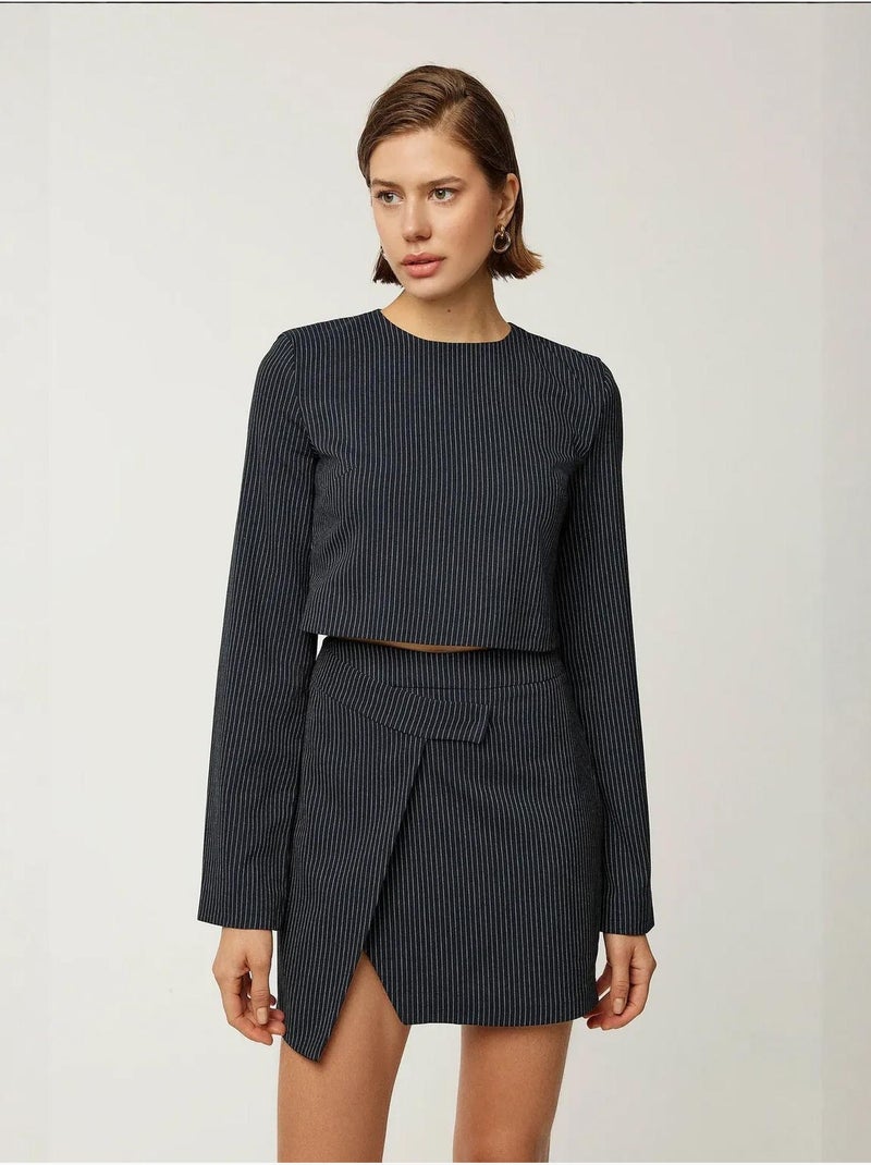 Blusa de rayas con cuello redondo hiccup Negro - Kiabi