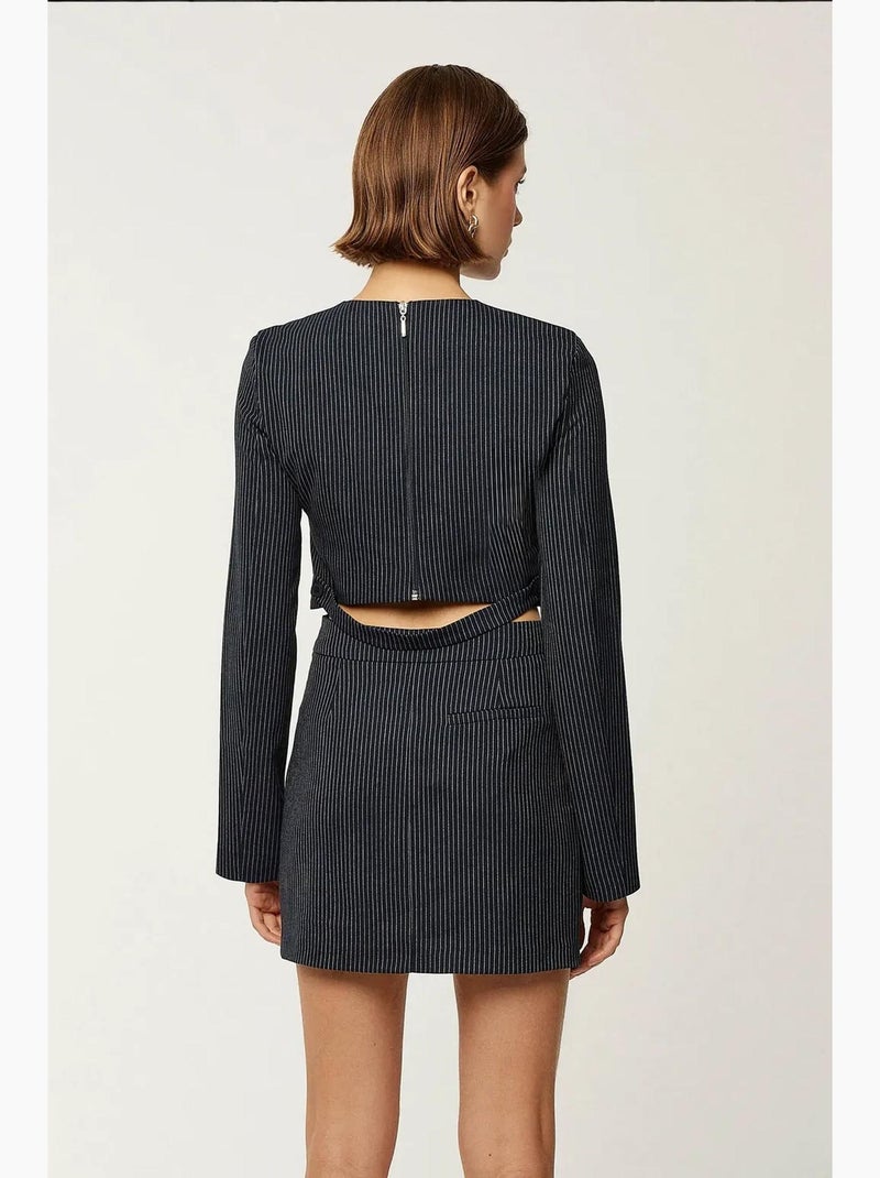 Blusa de rayas con cuello redondo hiccup Negro - Kiabi