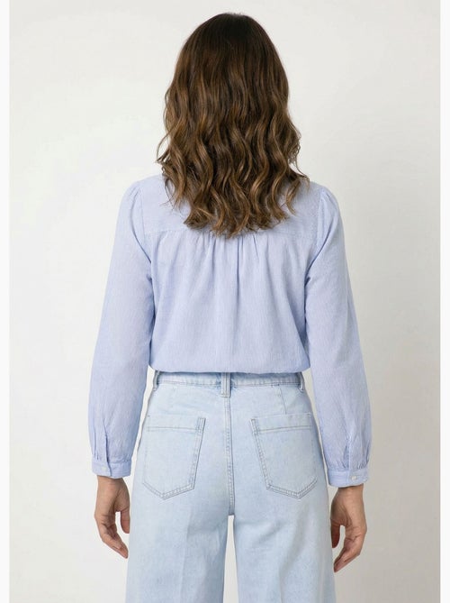 Blusa de rayas con cuello redondo y bordado - AFIBEL - Kiabi