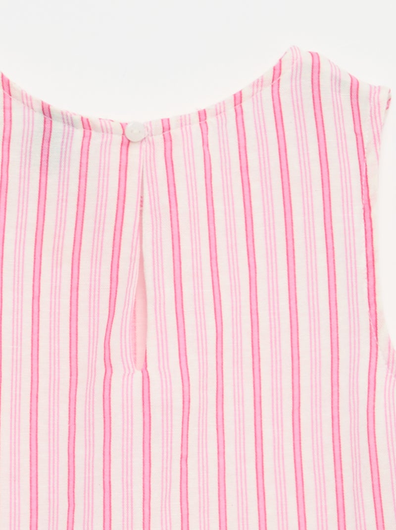 Blusa de rayas con lazos de fantasía Rosa - Kiabi