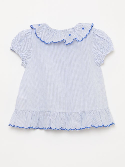 Blusa de rayas de manga corta y bajo con volante - Kiabi