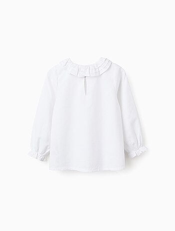 Blusa de sarga de algodón con volantes