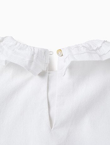 Blusa de sarga de algodón con volantes