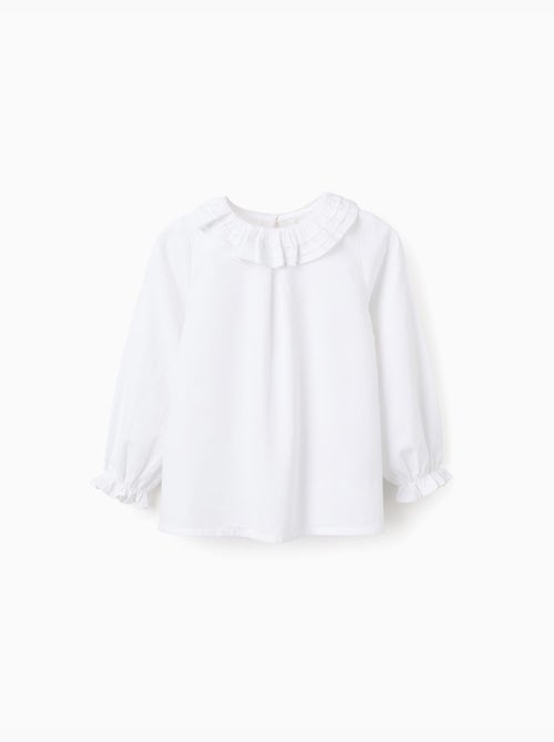 Blusa de sarga de algodón con volantes - Kiabi