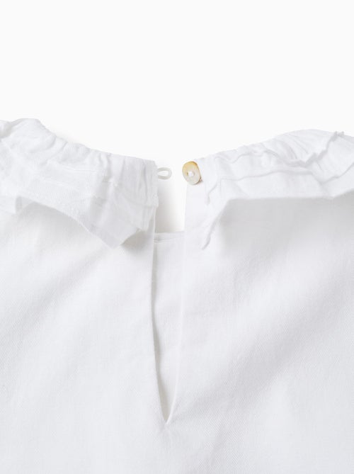 Blusa de sarga de algodón con volantes - Kiabi