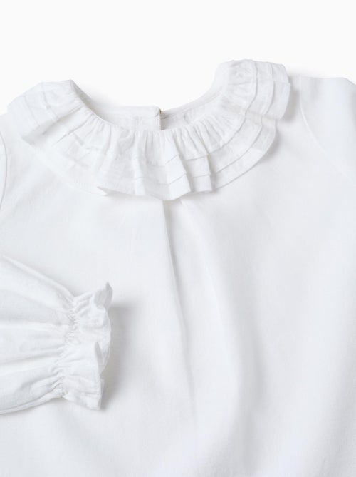 Blusa de sarga de algodón con volantes - Kiabi