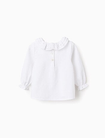 Blusa de sarga de algodón con volantes