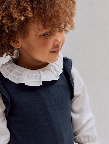 Blusa de sarga de algodón con volantes
