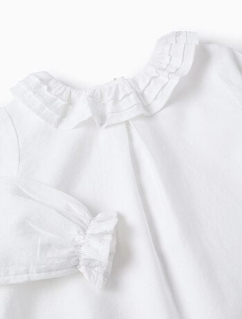 Blusa de sarga de algodón con volantes