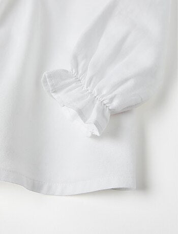 Blusa de sarga de algodón con volantes